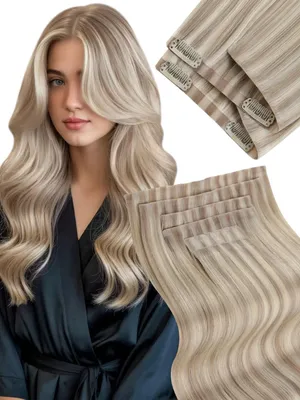 Image de Extensions à clip en cheveux naturels blond foncé 55 cm 110 g