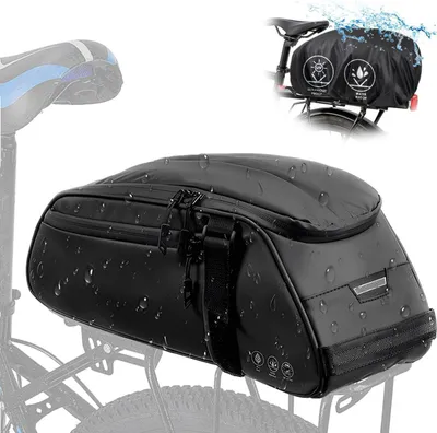 Produktbild von Fahrradtasche Gepäckträger 8L wasserdicht reflektierend Umhängetasche Handtasche mit Mehreren Fächern Regenschutz