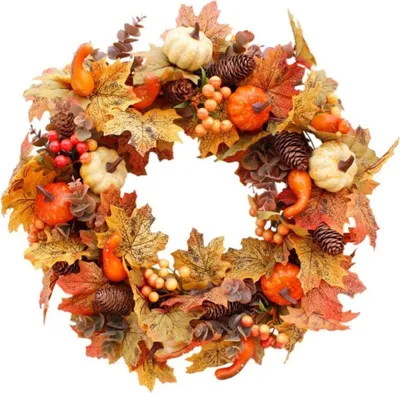 Produktbild von Türkranz Herbst, Kranz Herbst, Ahornblatt Türkranz, Kürbis Deko Türkranz, Herbstdeko Outdoor, Fenster Dekokranz Für Thanksgiving Halloween