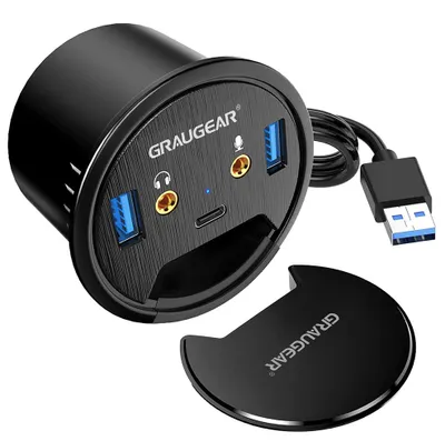 Produktbild von GRAUGEAR G-THUB-AU-60, USB 3.2 Gen 1 (3.1 Gen 1) Type-A, USB 3.0, USB 3.2 Gen 1 (3.1 Gen 1) Type-C, Schwarz, 69 mm, 69 mm, 47 mm
