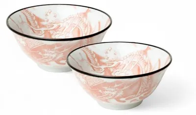 Produktbild von Set von 2 Japanischen Porzellan Schalen - 15 cm - Mikrowellengeeignet
