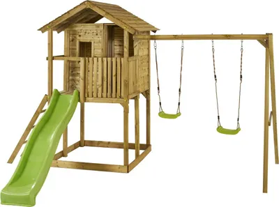 Immagine prodotto di KANGUI - Parco giochi in legno – Altalene, scivolo, casetta e balcone WAPITI