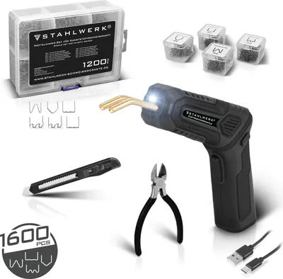 Image de STAHLWERK Kit de réparation plastique Soudeuse plastique Agrafeuse à chaud 1600 agrafes