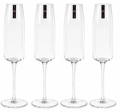 4 Champagnerflöten, 310 ml, 27,8 cm, mundgeblasen, klar