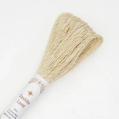 Produktbild von Hilo Olympus Sashiko, Nadelgarn, Baumwolle, Knäuel, Farbe 2, Creme, ca. 40 m, hergestellt in Japan