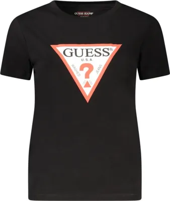 Produktbild von Schwarzes Damen Slim Fit T-Shirt: Baumwolle & Logo-Print