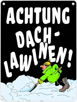 Produktbild von Dachlawine Metallschild in 15x20 cm zum Thema Schneefall im Winter in
