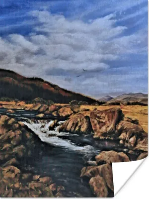 Produktbild von MuchoWow® Poster Ölgemälde Fluss 60x80 cm - Schlafzimmer Dekoration