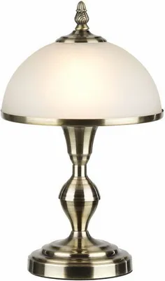 Imagen del producto de Lámpara de mesa clásica Lindgard, color blanco envejecido, 1 bombilla E14 de 40W, metal, dimensiones: 31x20x20 cm, IP20, marca Reality