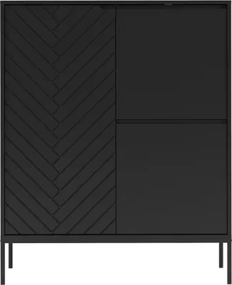 Produktbild von Kommode 102 cm breit in schwarz matt mit gefräster Front ANGERA-140