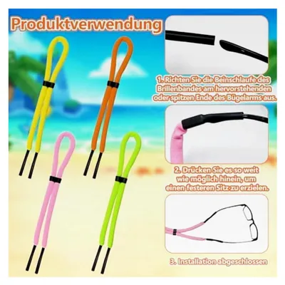 Produktbild von 4 Schwimmende Brillenbänder, Biegbarer Halter für Sonnenbrillen, Rutschfestes Brillenband für Herren und Damen, Uni Sportbrillenband für Rudern, Kajak, Surfen, Schwimmen