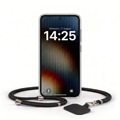 Produktbild von Handyhülle für Samsung Galaxy A55 5G mit Handykette Band in Schwarz Kordel Hülle Case Schutzhülle Transparent