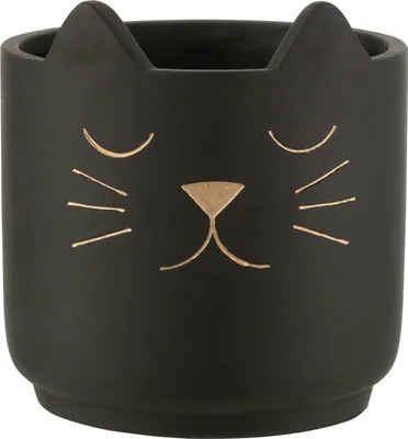 Produktbild von J-Line J-Line Blumentopf Katze - Keramik - Schwarz/Gold - Large