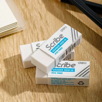 Productafbeelding van deli D435702 DELI Radiergummi SCRIBE, PVC frei, 4x1,7x1,2cm weiß 4 Stück