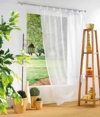 Voile-Gardine 135x240 cm, weiß, 1 Panel, Ösen, 100% Polyester