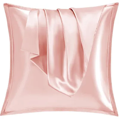 Productafbeelding van Kussensloop satijn, 80x80 cm, perzikkleur, set van 2, met rits