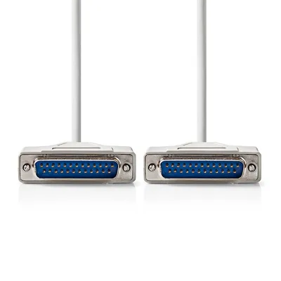 Produktbild von Nedis Serielles Kabel - D-Sub 25-Pin Stecker - D-Sub 25-Pin Stecker - Vernickelt - 2.00 m - Rund - PVC - Elfenbein - Label