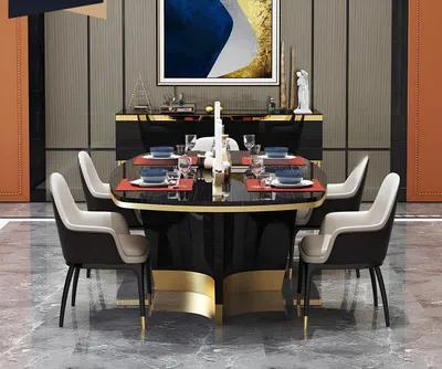Produktbild von Edler Luxus Design Tisch Ess Zimmer Wohn Tische Holz Möbel Metall Modern Barock