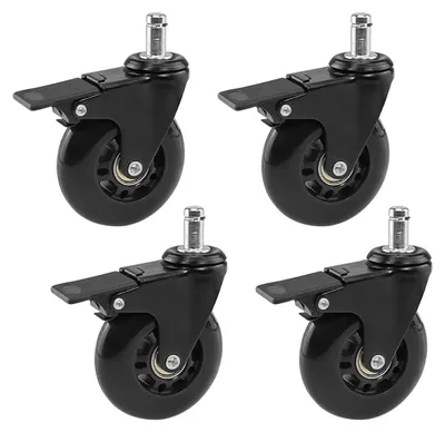 Stuhlrollen mit Bremse, 4er-Set, 75 mm, für Teppich und Parkett