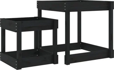 Produktbild von vidaXL Sand-Spieltische 2 Stk. Schwarz Massivholz Kiefer