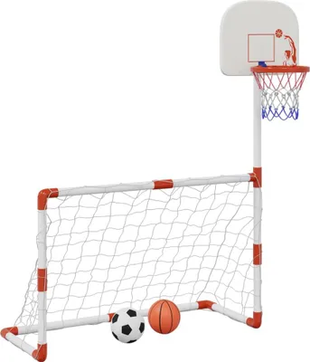 Image de vidaXL Ensemble de football et de basket-ball pour enfants avec ballons 98x50x70 cm