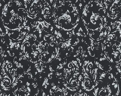 Produktbild von Architects Paper Barocktapete Metallic Silk Tapete mit Ornamenten Textiltapete schwarz silber 10,05 m x 0,53 m