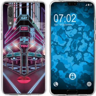 Produktbild von PhoneNatic Case kompatibel mit Huawei P20 Silikon-Hülle Retro Wave Cyberpunk.02 M5