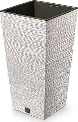 Produktbild von Blumentopf - Blumenübertopf wetterfest mit 33% echtem Holzanteil für den Außenbereich inkl. Innentopf  H 38 cm - Ø 20 cm  Pflanzgefäß – Pflanzsäule -