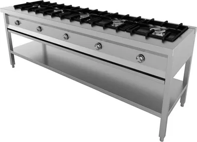 Produktbild von Tisch mit 5 Gasbrennern für Pfannenkuchen, 32,5 kW, 2080x600x800 mm