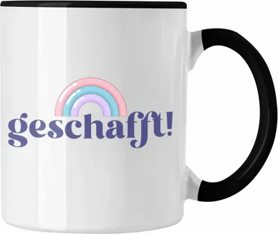 Produktbild von Trendation - Geschafft Tasse Geschenk Bestanden Abi Master Bachelor Ausbildung Geschenkidee (Schwarz)