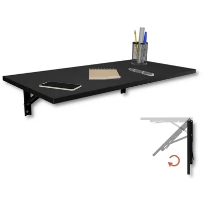 Produktbild von Wandklapptisch Schreibtisch Tischplatte 80x40 cm in Schwarz Klapptisch Esstisch Küchentisch für die Wand stabiler Bartisch Stehtisch Wandtisch Tisch