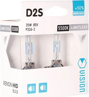 Obrázok produktu pre VISION D2S 5500K 85V 35W P32d-2 +50% Limitless White xenónové žiarovky, 2 ks.