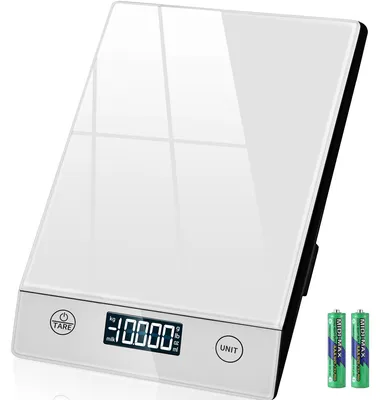 Produktbild von Küchenwaage Digitale mit LCD-Display und Tara-Funktion, Präzise 1g Messung zum Backen und Kochen, Glas Silber