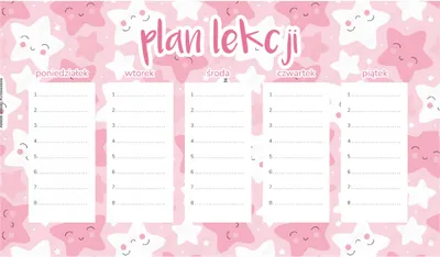 Produktbild von Magnetischer Unterrichtsplan für Kinder, rosa Sterne, 30 x 17,5 cm