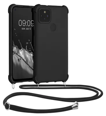 Produktbild von kwmobile Necklace Case kompatibel mit Google Pixel 5 Hülle - Cover mit Kordel zum Umhängen - Silikon Schutzhülle Schwarz