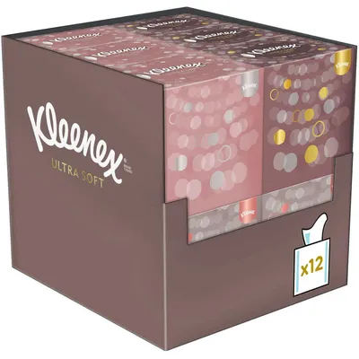 Produktbild von Kleenex Ultra Soft Kosmetiktücher, 3-lagig, 12 Würfel x 48 Tücher
