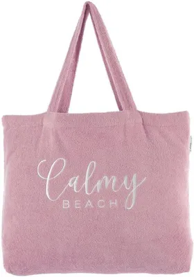 Produktbild von XXL-Badetasche aus 100% Baumwolle für Damen und Herren mit Innentasche und langen Tragehaken (Antikrosa)