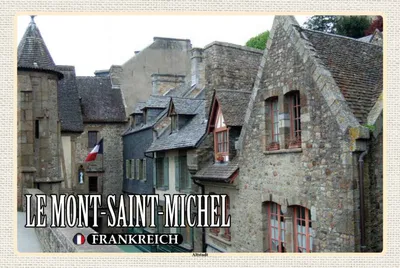 Produktbild von vianmo Holzschild 20x30 cm Le Mont-Saint-Michel Frankreich Altstadt Spruch Zitat