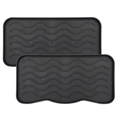 Produktbild von Schuhabtropfschale - 2 Stück - Schwarz - 38x75 cm - Schuhmatte - für Regen- und Schneetage - Schuhwanne - SIGNET