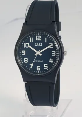 Produktbild von Q&Q Damenuhr mit Silikonarmband, 3-Zeiger/analog, 10 ATM, blau