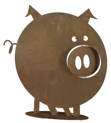 Image de Cochon Gustav, H 49 cm sur plaque de sol, métal avec rouille noble