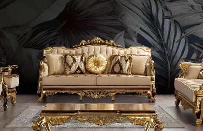 Produktbild von Dreisitzer Sofa 3 Sitzer Barock Rokoko Couch Luxus Sofas Stoff Textil Design