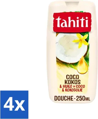 Produktbild von Tahiti Duschgel – Kokosnuss & Kokosöl – Feuchtigkeitsspendend – 250 ml - Vorteilspack - 4 Stücke