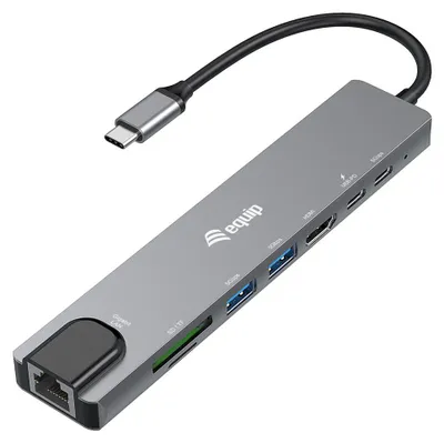 Produktbild von Equip Adapter USB-C -> HDMI.GbE.3xUSB3.2 Gen1.SD/TF.PD 100W