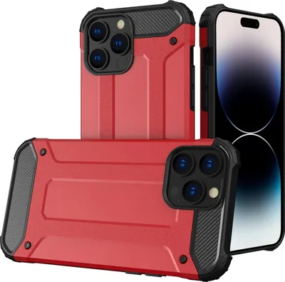 Produktbild von Mobigear Outdoor iPhone 15 Pro Max Hülle Hardcase Backcover Stoßfest - Rot