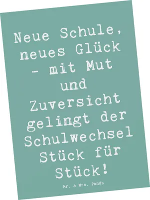 Produktbild von Mr. & Mrs. Panda Postkarte Spruch Einen Schulwechsel bewältigen - Meeresbrise - Geschenk, Lebenshilfe, neues Abenteuer, Unterstützung, Ansichtskarten, Trost, Grußkarte