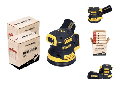 Produktbild von DeWalt DCW 210 N Akku Exzenterschleifer 18 V 125 mm Brushless Solo + 2x Toolbrothers TURTLE Schleifscheiben Set