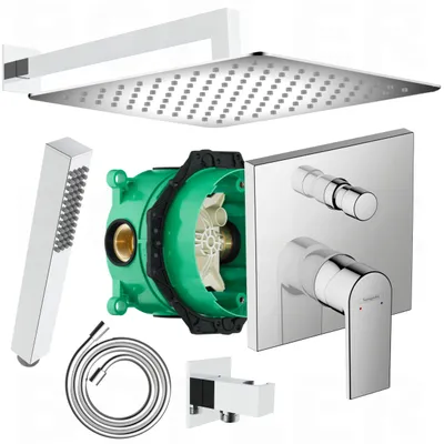 Produktbild von HANSGROHE VERNIS SHAPE Unterputz Armatur + IBOX 1 | inkl. BOFLER Duschset #60 Regendusche 30cm, Brausearm, Brauseset mit Handbrause, chrom