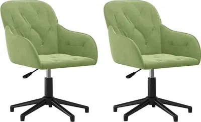 Image de vidaXL Chaise de salle à manger 2 pcs. Pivotantes Vert clair Velours