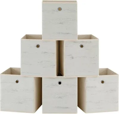 Produktbild von Famanu Aufbewahrungsbox Set von 6 - Fleece, faltbar, 26 x 26 x 28 cm, weiß
